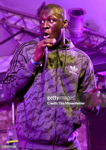 Stormzy performs during the BBC Showcase at Stubbs Bar-B-Que on March 17, 2016 in Austin, Texas.