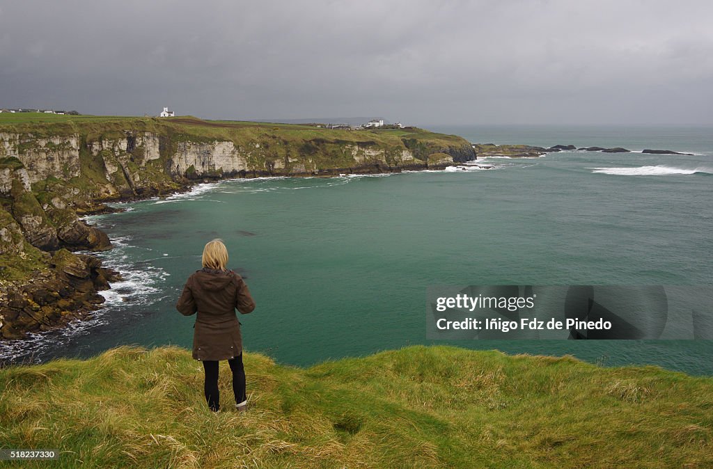 Woman In Ballintoy - North Ireland - United Kingdom