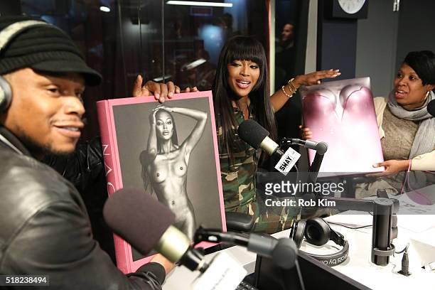 Naomi Campbell visits "Sway in the Morning" with Sway Calloway on Eminem's Shade 45 at SiriusXM Studios on March 30, 2016 in New York City.