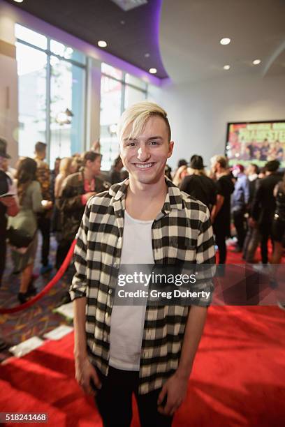 Lucas Cruikshank on the red carpet for the new movie Natural Born Pranksters at Regal LA Live Stadium 14 on March 29, 2016 in Los Angeles, California.