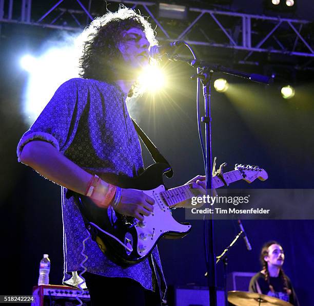 Nick Kivlen of Sunflower Bean performs during the BBC Showcase at Stubbs Bar-B-Que on March 17, 2016 in Austin, Texas.