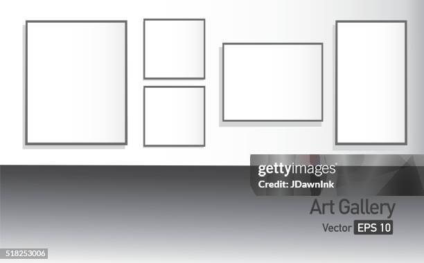 ilustrações de stock, clip art, desenhos animados e ícones de de arte galeria ou museu paredes com tela em branco - espetáculo de arte
