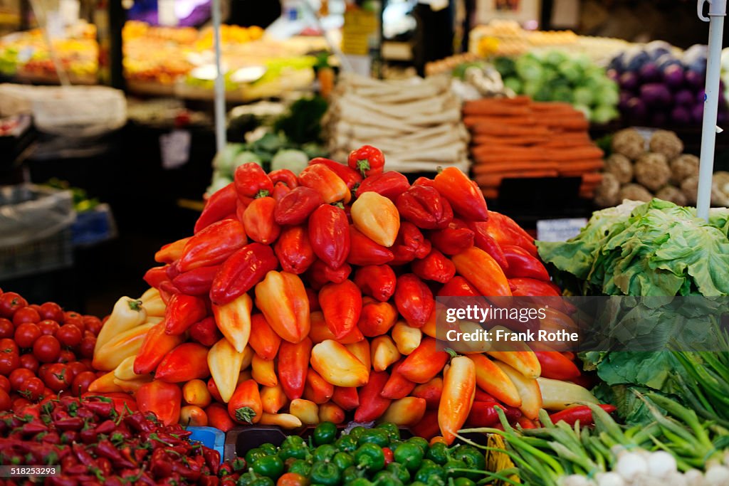 Famous Hungarian paprika at the market