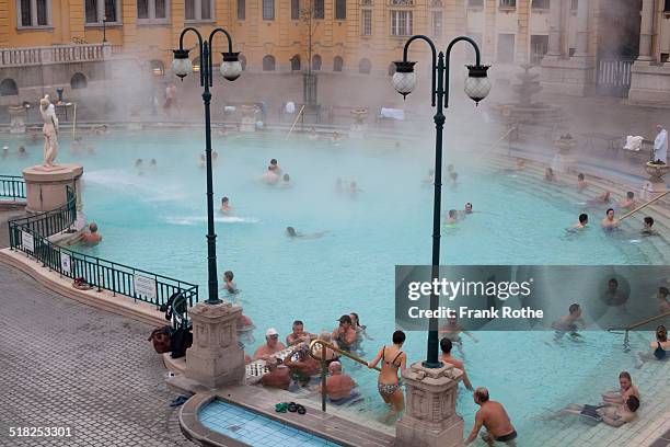 hot thermal bath outside in budapest - hungary stock pictures, royalty-free photos & images