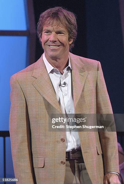 Actor Dennis Quaid speaks at the taping of the 6th Annual "A Home for the Holidays" on December 4, 2004 at Ren Mar Studios, in Los Angeles,...