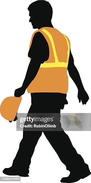 construction worker walking - construction worker stock illustrations