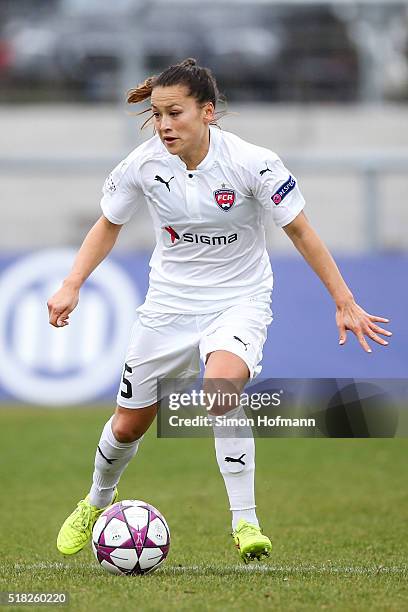 Ali Riley of Rosengard controls the ball during the UEFA Women's Champions League quarter final second leg match between 1. FFC Frankfurt and FC...