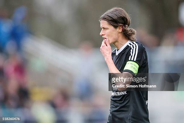 Kerstin Garefrekes of Frankfurt reacts during the UEFA Women's Champions League quarter final second leg match between 1. FFC Frankfurt and FC...