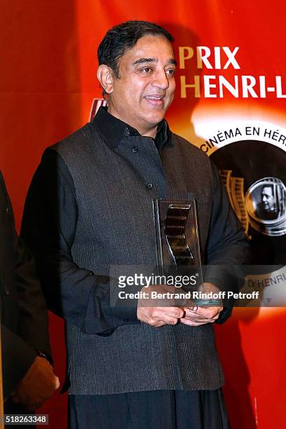 Laureate of the Price Henri Langlois, Indian actor and director Kamal Haasan attends the "10th International meetings of the Heritage Cinema 2016 -...