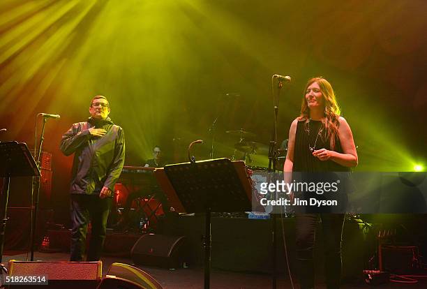 Singers Paul Heaton and Jacqui Abbott perform live on stage at Royal Albert Hall on March 30, 2016 in London, England.