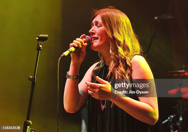 Singer Jacqui Abbott performs with Paul Heaton live on stage at Royal Albert Hall on March 30, 2016 in London, England.