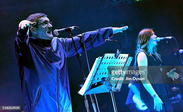 Singers Paul Heaton and Jacqui Abbott perform live on stage at Royal Albert Hall on March 30, 2016 in London, England.