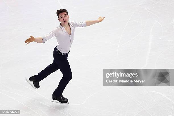 Ivan Pavlov of Ukraine skates in the Men's Short program during day 3 of the ISU World Figure Skating Championships 2016 at TD Garden on March 30,...