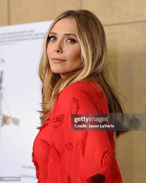 Actress Elizabeth Olsen attends the premiere of "I Saw The Light" at the Egyptian Theatre on March 22, 2016 in Hollywood, California.