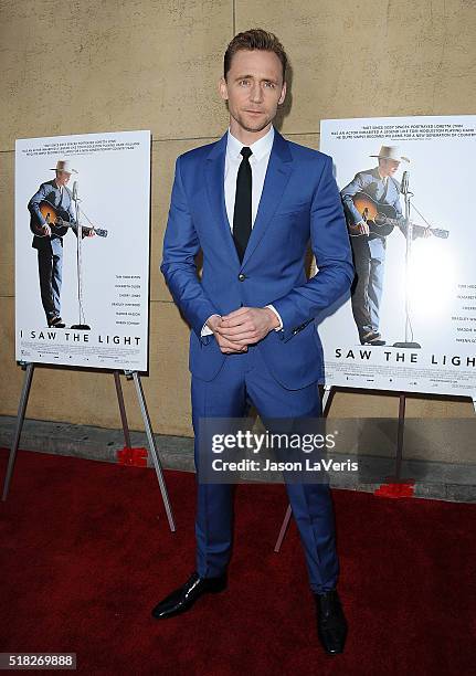 Actor Tom Hiddleston attends the premiere of "I Saw The Light" at the Egyptian Theatre on March 22, 2016 in Hollywood, California.