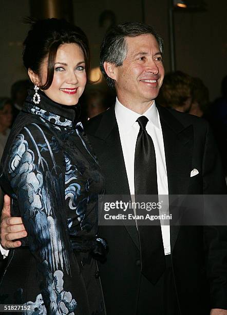 Actress Lynda Carter and husband Robert Altman arrive at the 27th Annual Kennedy Center Honors Gala at The Kennedy Center for the Performing Arts,...