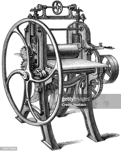 rolling mill - printing press stock illustrations
