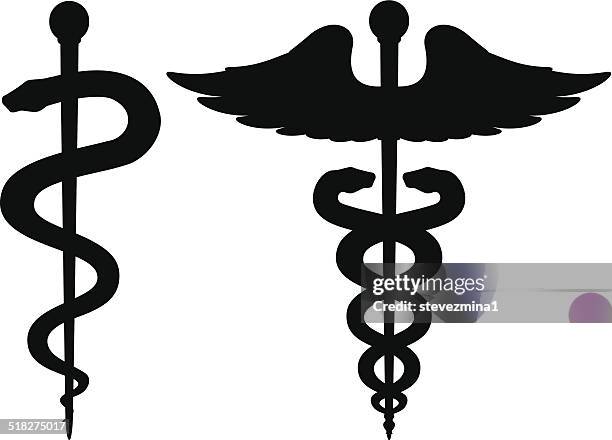 medizinische symbole - hermesstab stock-grafiken, -clipart, -cartoons und -symbole