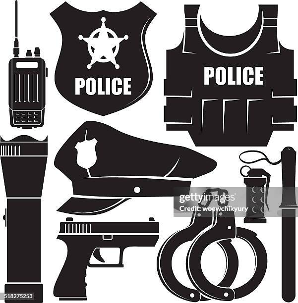 police equipment - police hat stock illustrations