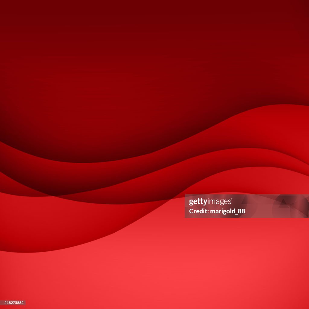 Rojo plantilla de Vector de abstracto fondo con líneas curvas y Sombra