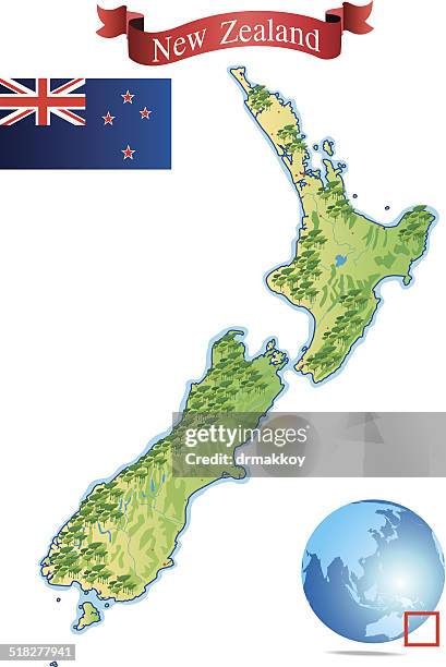 map of new zealand - nz map stock illustrations