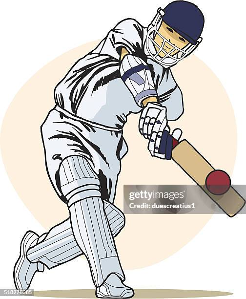 cricketer spielt eine aufnahme - cricket game fun stock-grafiken, -clipart, -cartoons und -symbole