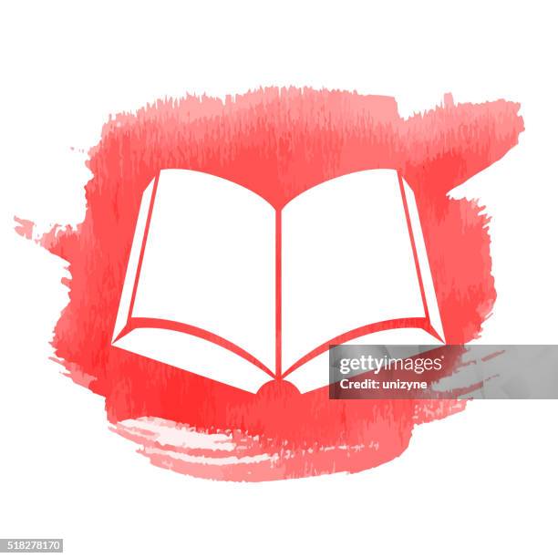 offenes buch-symbol mit aquarell-aufnäher - open book stock-grafiken, -clipart, -cartoons und -symbole