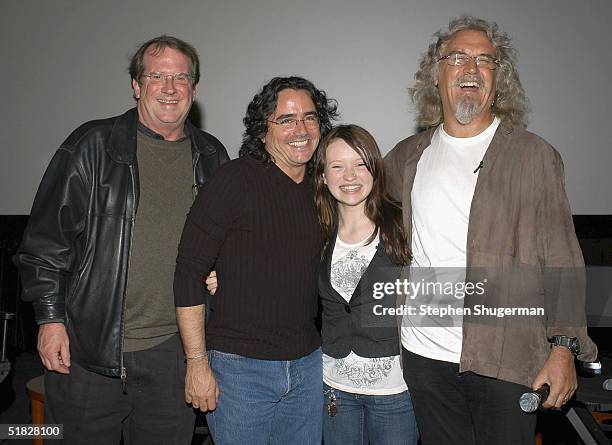 Film Historian Pete Hammond, Director Brad Silberling, actress Emily Browning and actor Billy Connolly pose after the Q & A following the Variety...