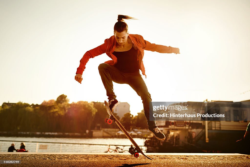 Skater Woman Jumping