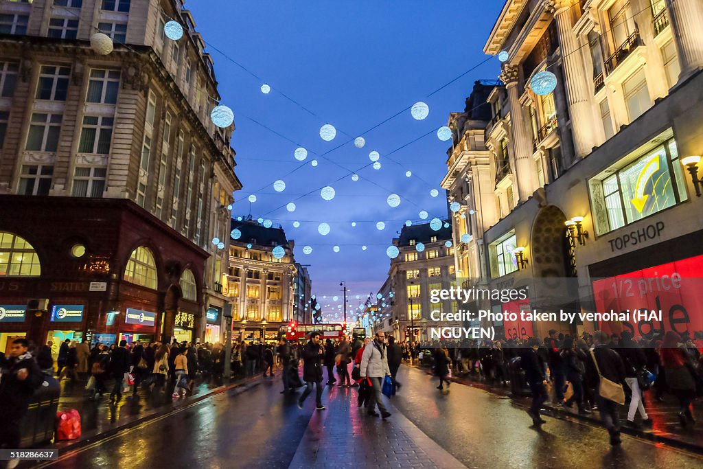 Oxford street in New Year's eve, London