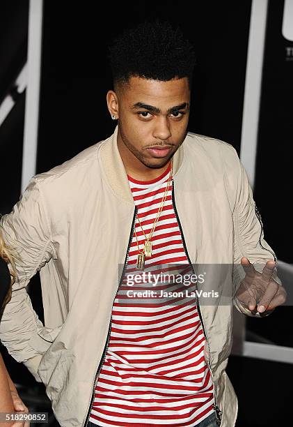 Player D'Angelo Russell attends the premiere of "Creed" at Regency Village Theatre on November 19, 2015 in Westwood, California.