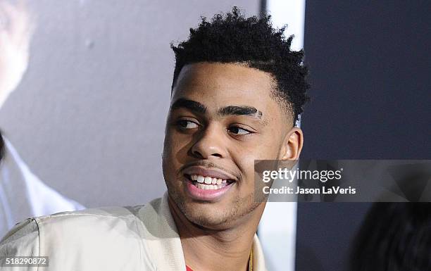 Player D'Angelo Russell attends the premiere of "Creed" at Regency Village Theatre on November 19, 2015 in Westwood, California.