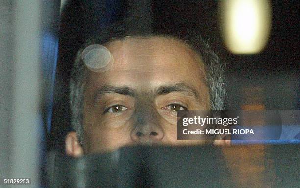 Chelsea's coach, portuguese Jose Mourinho, pictured into the team bus after arrival at the Sa Carneiro airport, in Porto, northern Portugal, 06...