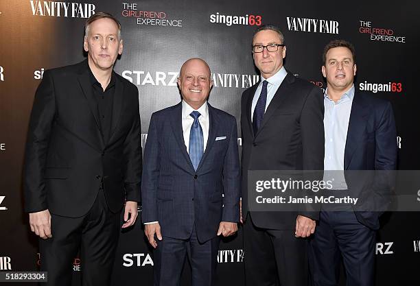 Lodge Kerrigan, STARZ CEO Chris Albrecht, Carmi Zlotnik, and Jeff Hirsch attend the New York premiere of "The Girlfriend Experience" at The Paris...