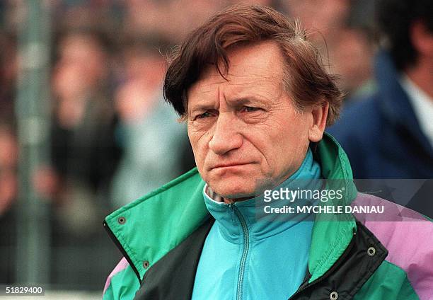 Picture dated 22 April 1992 shows former Marseille coach Raymond Goethals during a match in Caen, northwestern France. European Cup winning manager...