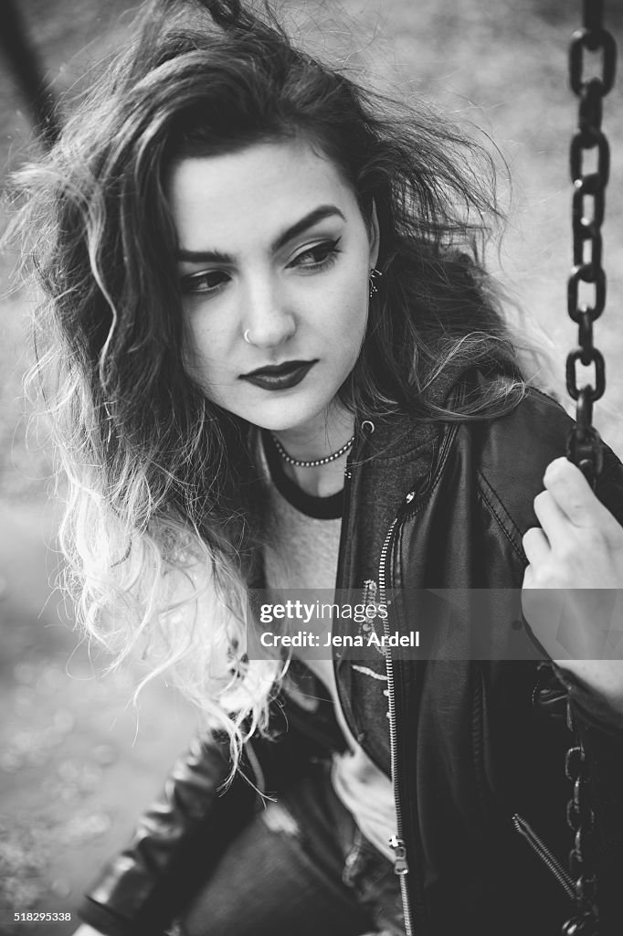 Bad Girl Wearing Leather Jacket