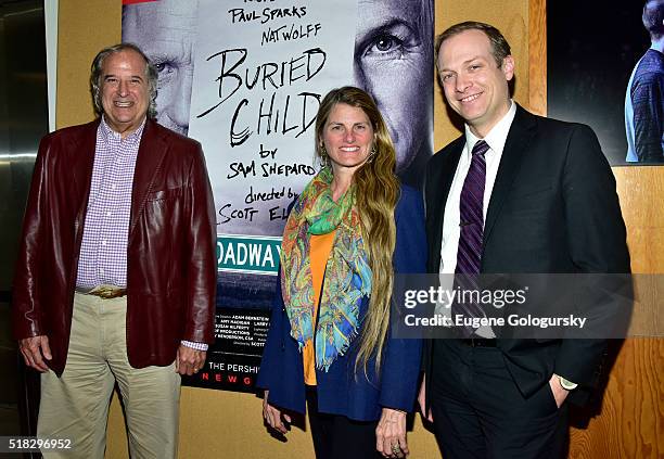 Stewart F. Lane, Bonnie Comley, and Ben Birney attend the BroadwayHD Live Stream Of Sam Shepard's "Buried Child" at Signature Theater on March 30,...