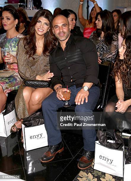 Teresa Giudice and Joe Gorga attend the envy By Melissa Gorga Fashion Show at Macaluso's on March 30, 2016 in Hawthorne, New Jersey.