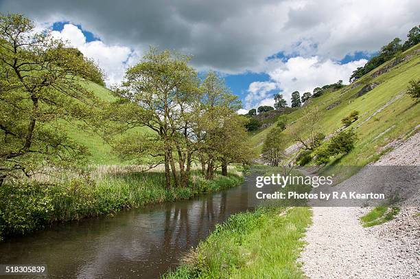 river dove in wolfscote dale, derbyshire - dove river stock pictures, royalty-free photos & images