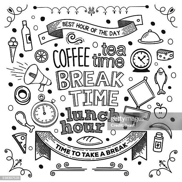 pausen zeit - coffee break stock-grafiken, -clipart, -cartoons und -symbole