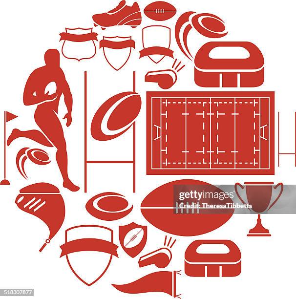 illustrations, cliparts, dessins animés et icônes de ensemble d'icônes de rugby - poteau en bois