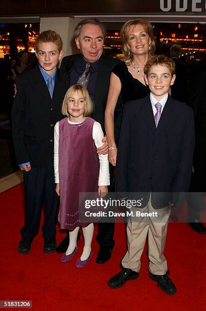 Composer Andrew Lloyd Webber with wife Madeline and their children Alastair, William, and Isabella arrive at the World Premiere of "Phantom Of The...