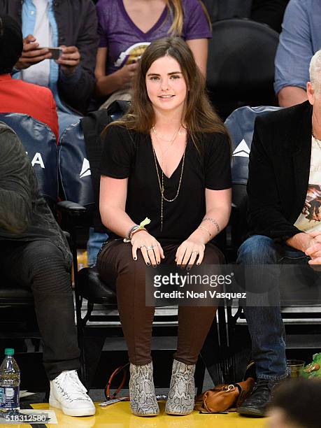 Ava McEnroe attends a basketball game between the Miami Heat and the Los Angeles Lakers at Staples Center on March 30, 2016 in Los Angeles,...