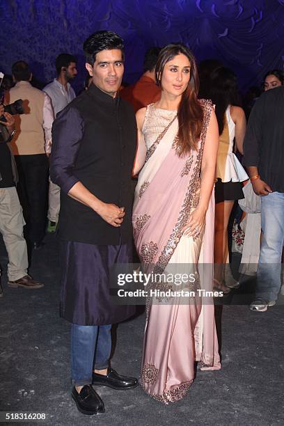Bollywood actor Kareena Kapoor Khan with fashion designer Manish Malhotra during the opening show of Lakme Fashion Week Summer/Resort 2016, at...