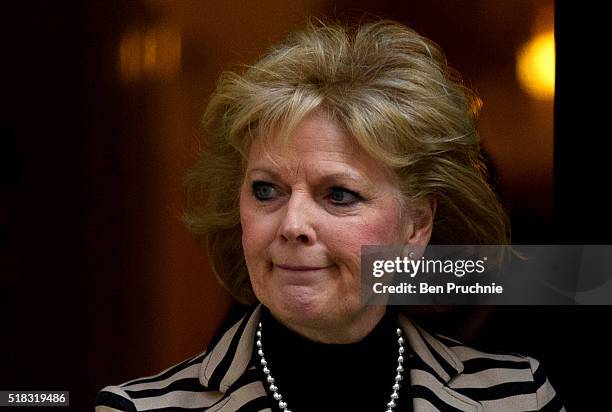 Minister for Small Business Anna Soubry departs Number 10 Downing Street after a meeting with British Prime Minister David Cameron on March 31, 2016...