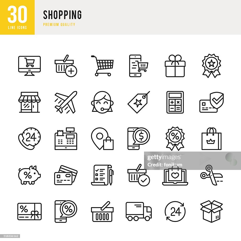 Shopping - Thin Line Icon Set