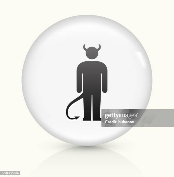 devil icon on white round vector button - devil icon stock illustrations