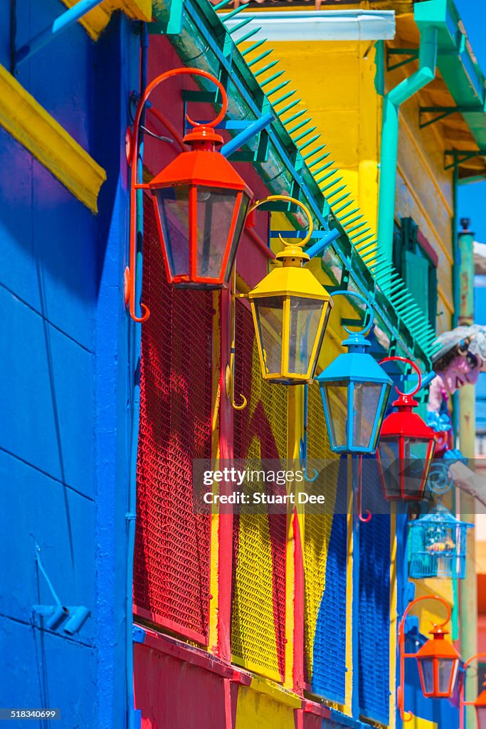 Colorful lamps and facades