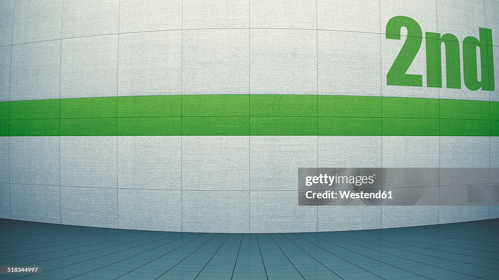 Guidance system on concrete wall, 3D Rendering