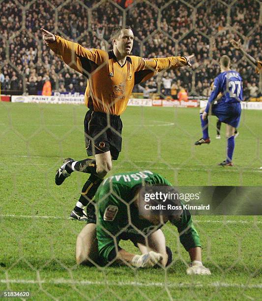 Kevin Cooper of Wolves scores past Andy Marshall of Millwall from the penalty spot during the Coca-cola Championship match between Wolverhampton...